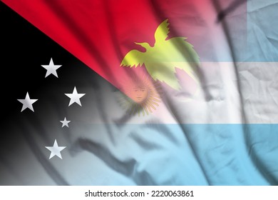 Papua New Guinea And Argentina Government Flag International Contract ARG PNG Symbol Country Argentina Papua New Guinea Patriotism. 3d Image