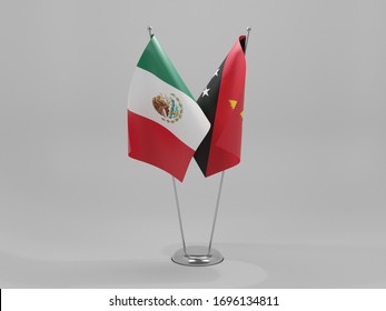 Papua New Guinea - Mexico Cooperation Flags, White Background - 3D Render