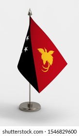 Papua New Guinea table flag on a white background. Papua New Guinea flag; 3d render.