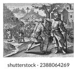 Parable of the Workers in the Vineyard, Jan Collaert (II), after Maerten de Vos, 1597 A scene from the story of the Parable of the Workers in the Vineyard.