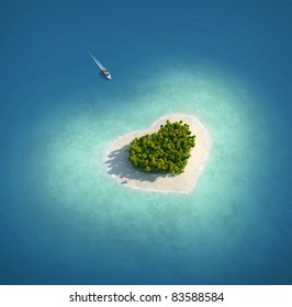 Paradise Island in the form of heart - Powered by Shutterstock