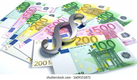 Paragraph On Euro Bank Notes - 3D Illustration