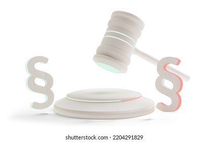 Paragraph Symbols And Modern Abstract Judge Gavel With Lights, 3d-illustration,webp Transparent