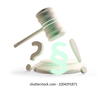 Paragraph Symbols And Modern Abstract Judge Gavel With Neon Light Design, 3d-illustration,webp Transparent