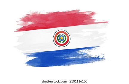 Paraguay flag brush stroke, national flag on white background