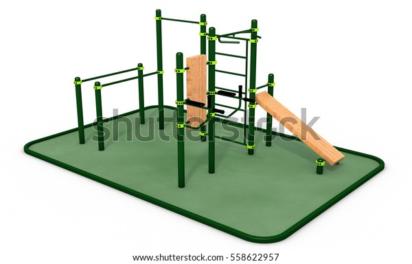 Parallel Green Bars Wood Bench Press Stock Illustration 558622957