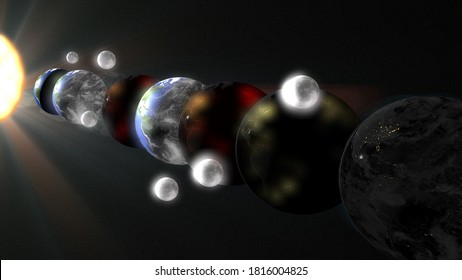 Parallel Universe Multiple Earth  Multiverse Illustration Realistic 3D Rendering And 3d Illustration