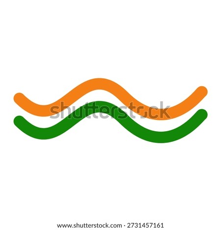 Parallel wavy orange and green lines