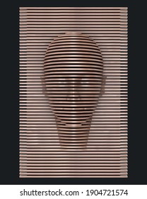 Parametric Wood Panel - Human Head - Horizontal. 3D Rendering