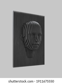 Parametric Wood Panel - Human Head - Horizontal. 3D Rendering