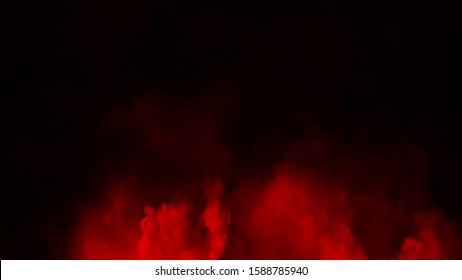 Paranormal red mystic smoke on the floor. Fog isolated on black background. Stock illustration.
