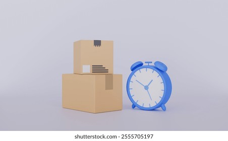 Parcel express delivery cardboard box logistic distribution shipment service, cargo freight fast shipping online shopping order