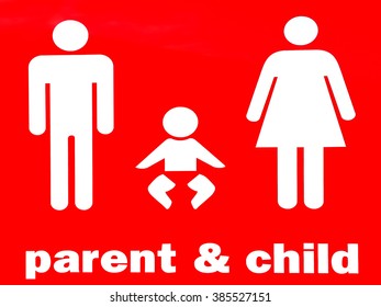 Parent And Child Sign And Symbol. Family And One Child Policy Concept