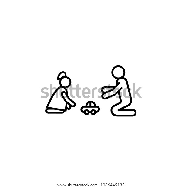 parent plays with daughter in cars icon.\
Element of baby and toys for mobile concept and web apps. Thin line\
 icon for website design and development, app development. Premium\
icon on white\
background