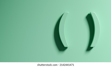 Parenthesis Or Round Bracket Symbol Or Sign On Green Background. 3D Rendering.