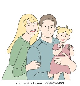 Parents and daughter illustration, happy parent's day - Powered by Shutterstock