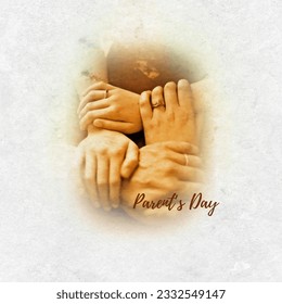 parent's day celebration, illustration. National Parent's Day. Parents Day, happy family, father, mother and children holding hands. - Powered by Shutterstock