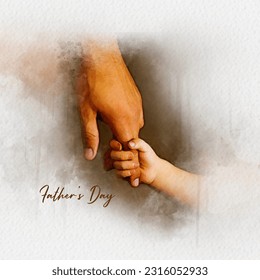 Parent's Day, oil painting background, Child is holding his father's hand. father's and son bonding. abstract illustration using oil effect, social media, guru purnima - Powered by Shutterstock