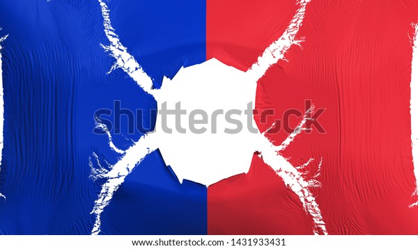 Paris city, capital of France flag with a hole,\
white background, 3d\
rendering
