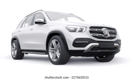 Paris. France. March 26, 2022. Mercedes-Benz GLE 2020. Expensive Premium Mid-size SUV For Every Day For Work And Family. Car Model On A White Isolated Background. 3d Illustration.