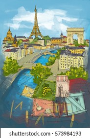 Paris Illustration With Eiffel And Favourite Things