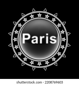 Paris. Sticker On Black Background. Illustration.