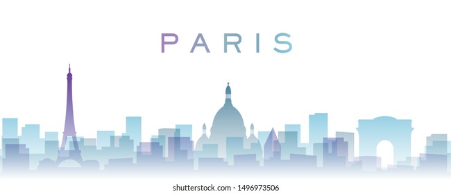Paris Transparent Layers Gradient Landmarks Skyline Stock Illustration ...