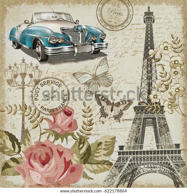 Paris vintage\
postcard.