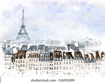 Paris Winter Watercolor