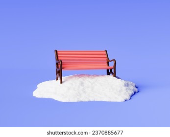 Park bench on a pile of snow on an isolated studio background. winter concept. 3d rendering - Powered by Shutterstock