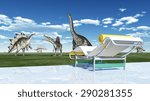 The park of the dinosaurs Computer generated 3D illustration