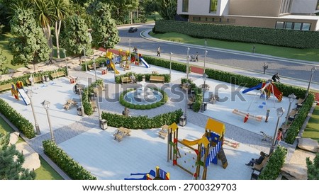 Park drawing 3D rendering image