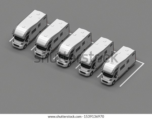 parking with camping\
cars. 3d\
rendering