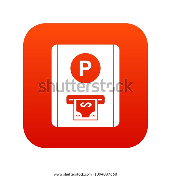 Parking fee icon digital red for any design\
isolated on white\
illustration