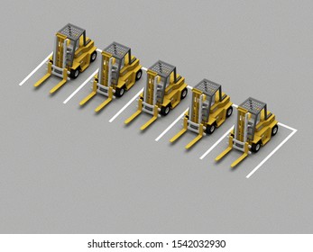 parking with forklifts. 3d rendering - Powered by Shutterstock