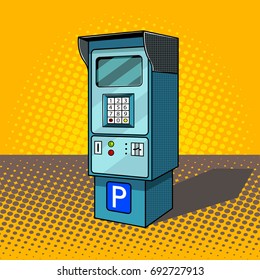 Parking meter pop art style raster illustration. Comic book style imitation