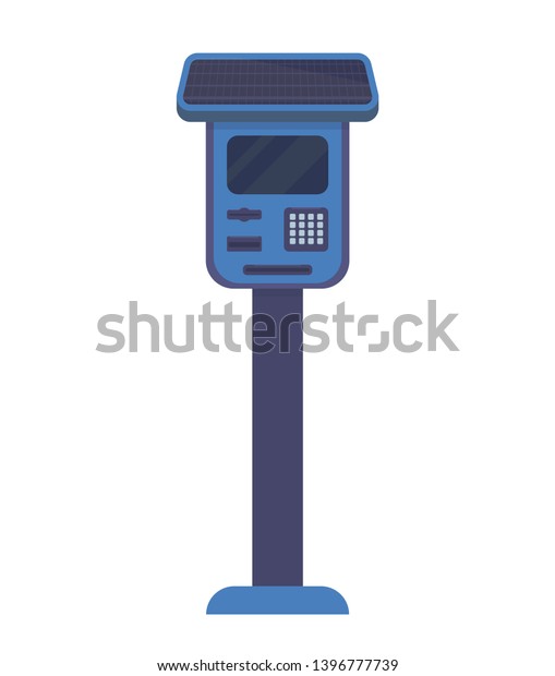Parking meters for parking\
lot. Electronic payment terminal for paid parking with a solar\
battery.