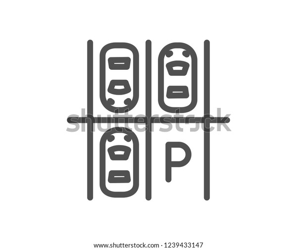 Parking\
place line icon. Car park sign. Transport symbol. Quality flat web\
app element. Line design Parking place icon.\

