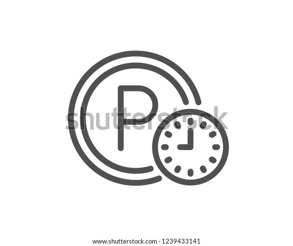 Parking time line icon. Car park clock sign. Transport\
place symbol. Quality flat web app element. Line design Parking\
time icon. 