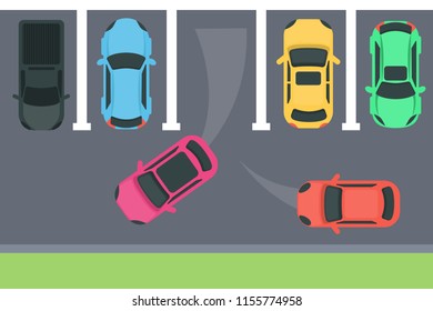 Parking Top View Cars Choosing Place Stock Illustration 1155774958 ...