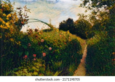 Part Of Monet Garden In France; It's Bright, Cheery, Full Of Color, And Has Great Natural Lighting. The Image Was Edited To Look Like A Painting.