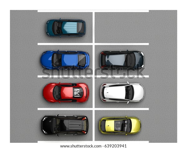 part parking
with cars top view. 3d
rendering