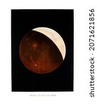 Partial eclipse of the moon from the Trouvelot illustration wall art print and poster.