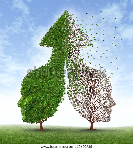 Partnership problems with two trees in\
shaped as human heads and an up arrow with one of the trees losing\
the leaves as a concept of divorce and separation in a personal or\
business\
disagreement.