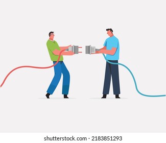 Partnership, Teamwork Collaboration Or Work Meeting. Business Solutions, Success Communicate, Partnership Deal, Perfect Match Connection. Business Illustration.