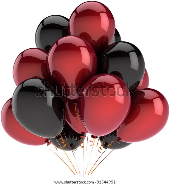 Party Balloons Black Red Happy Birthday Stock Illustration 81544951