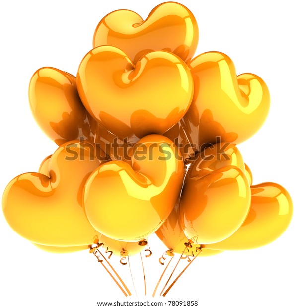 Party Balloons Happy Birthday Balloon Heart Stock Illustration 78091858