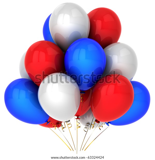 Party Balloons Red Blue White Decoration Stock Illustration 63324424