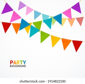 Party Concept Banner Card with Buntings Garland Flag Anniversary or Event Concept for Service Business. illustration