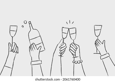 Party doodle hands holding drinks illustration - Powered by Shutterstock